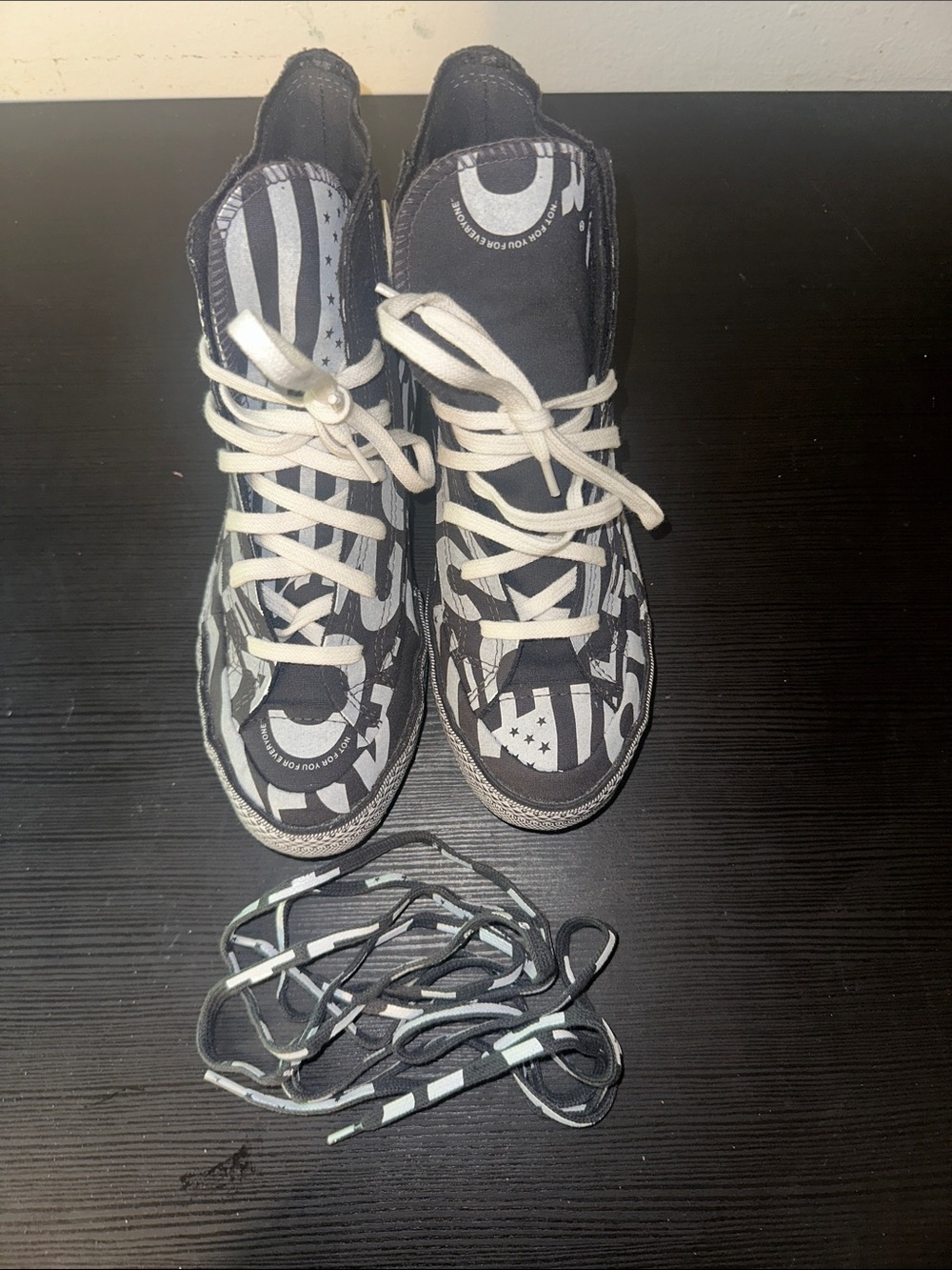Telfar Kids High-Top Sneakers in Black and White Graphic